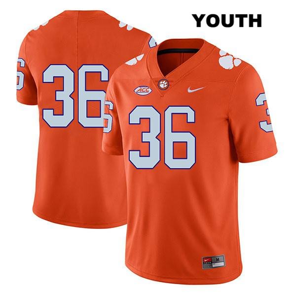 Youth Clemson Tigers #36 Lannden Zanders Stitched Orange Legend Authentic Nike No Name NCAA College Football Jersey CFM7846FR